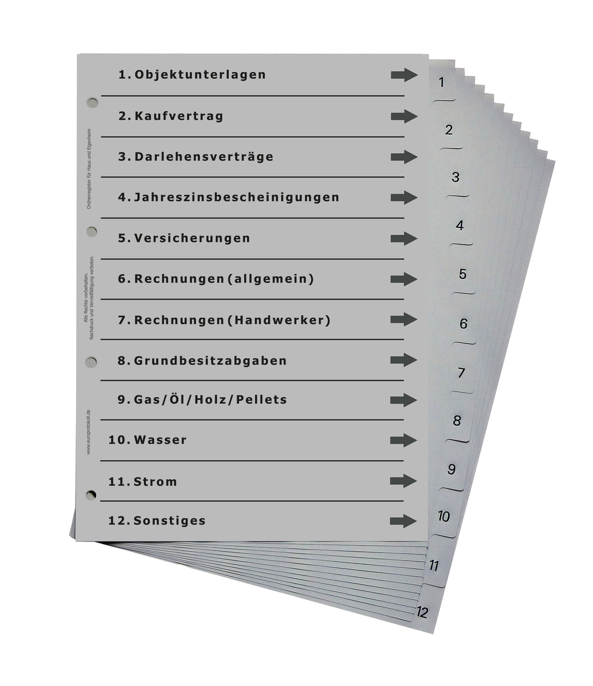 12er Komplett-Set Ordnerregister
