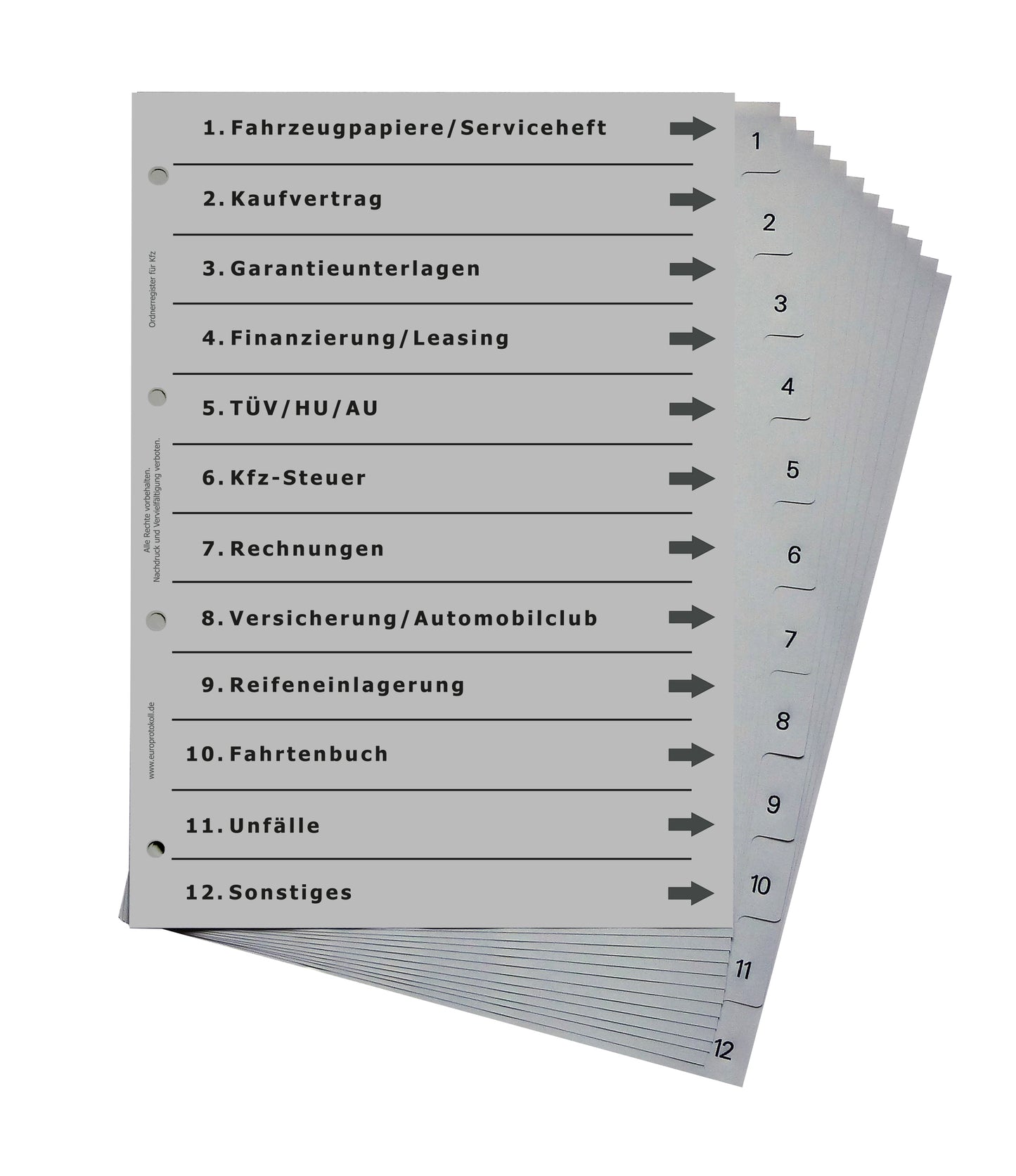 Ordnerregister für Kfz