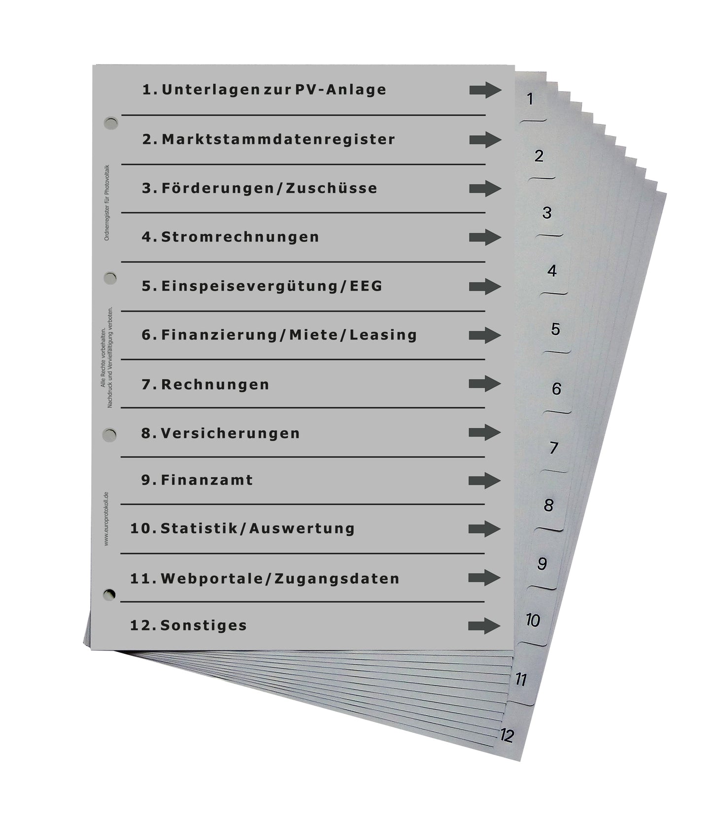 Ordnerregister für Photovoltaik