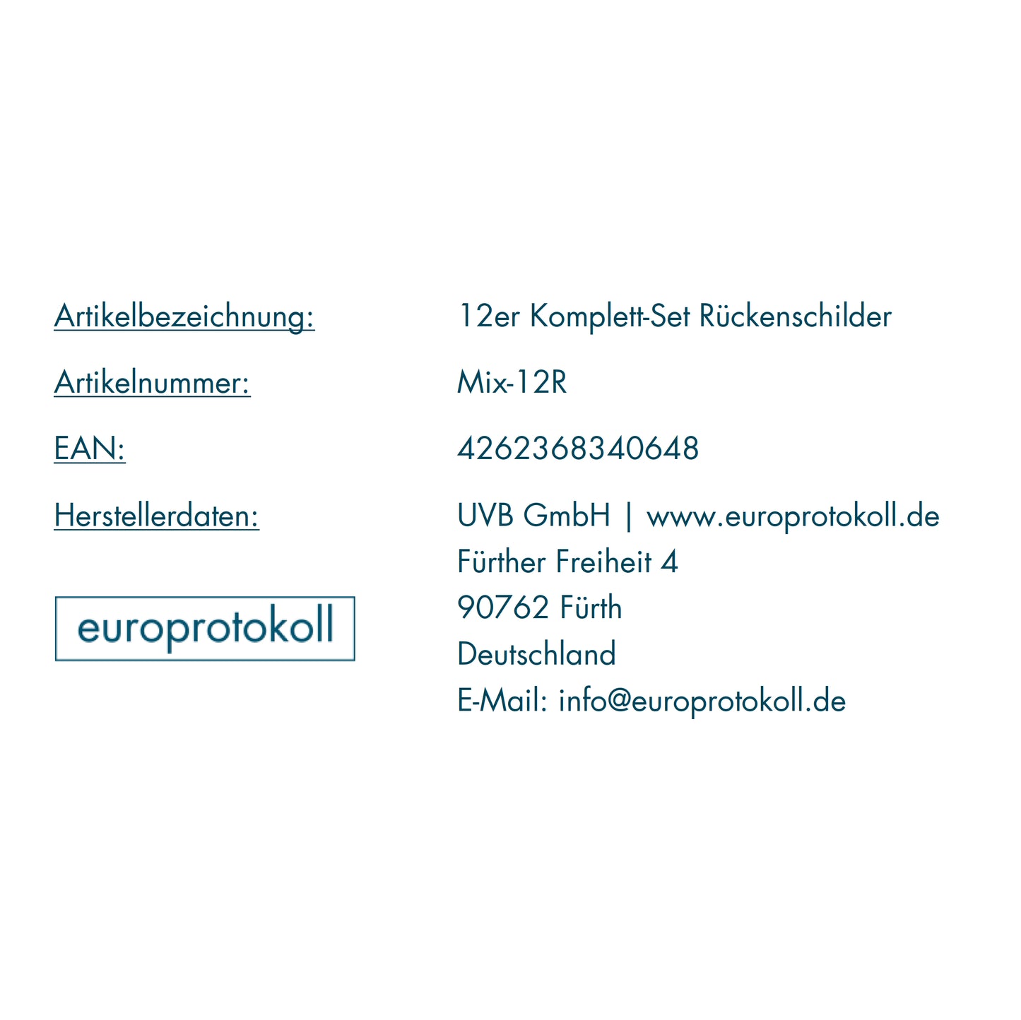 12er Komplett-Set Rückenschilder für DIN A4 Ordner