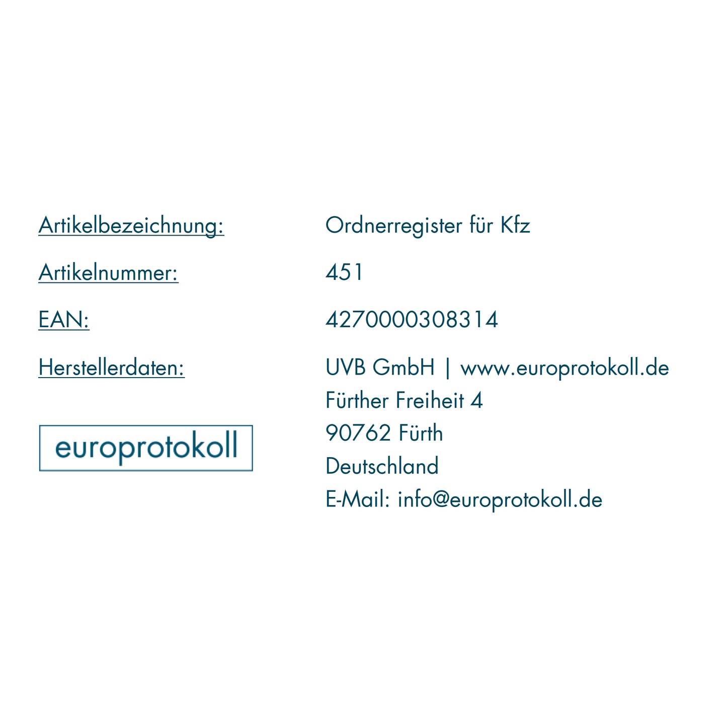 Ordnerregister für Kfz