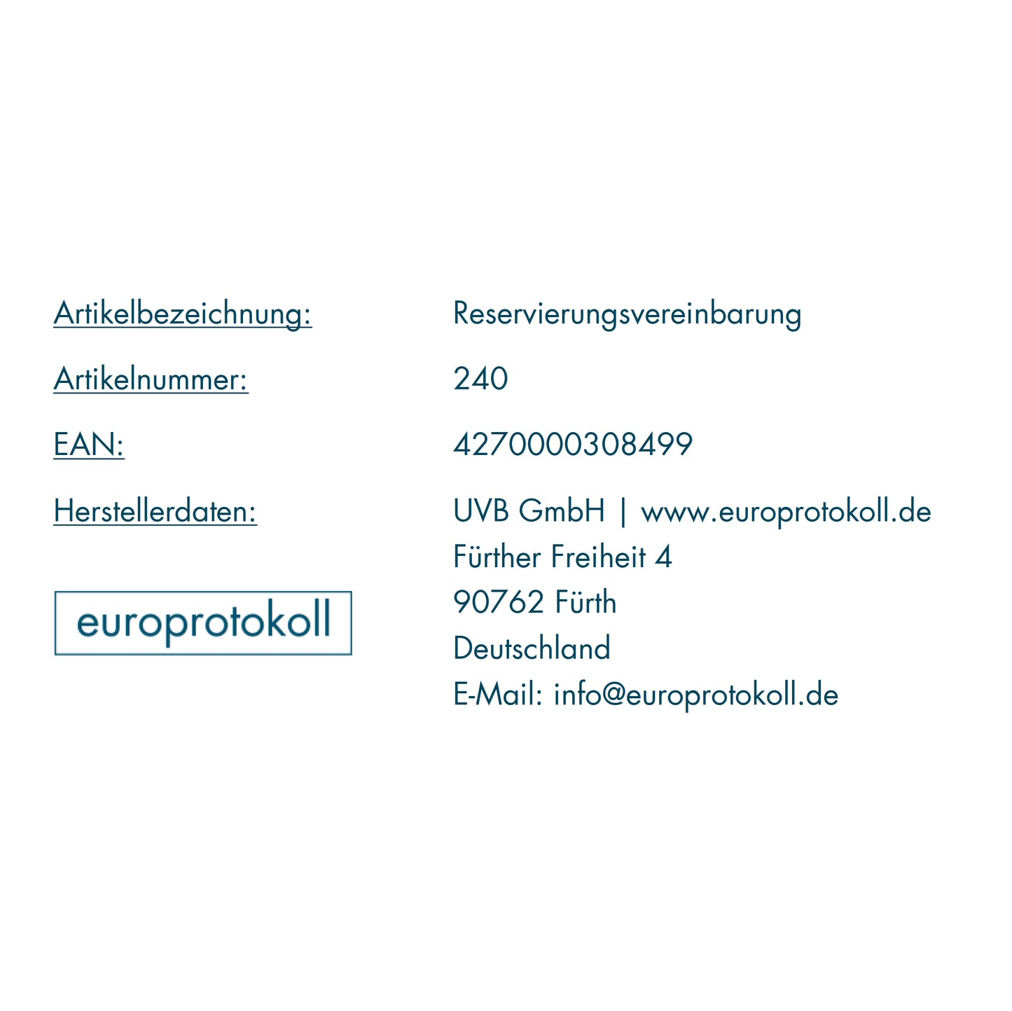 Reservierungsvereinbarung