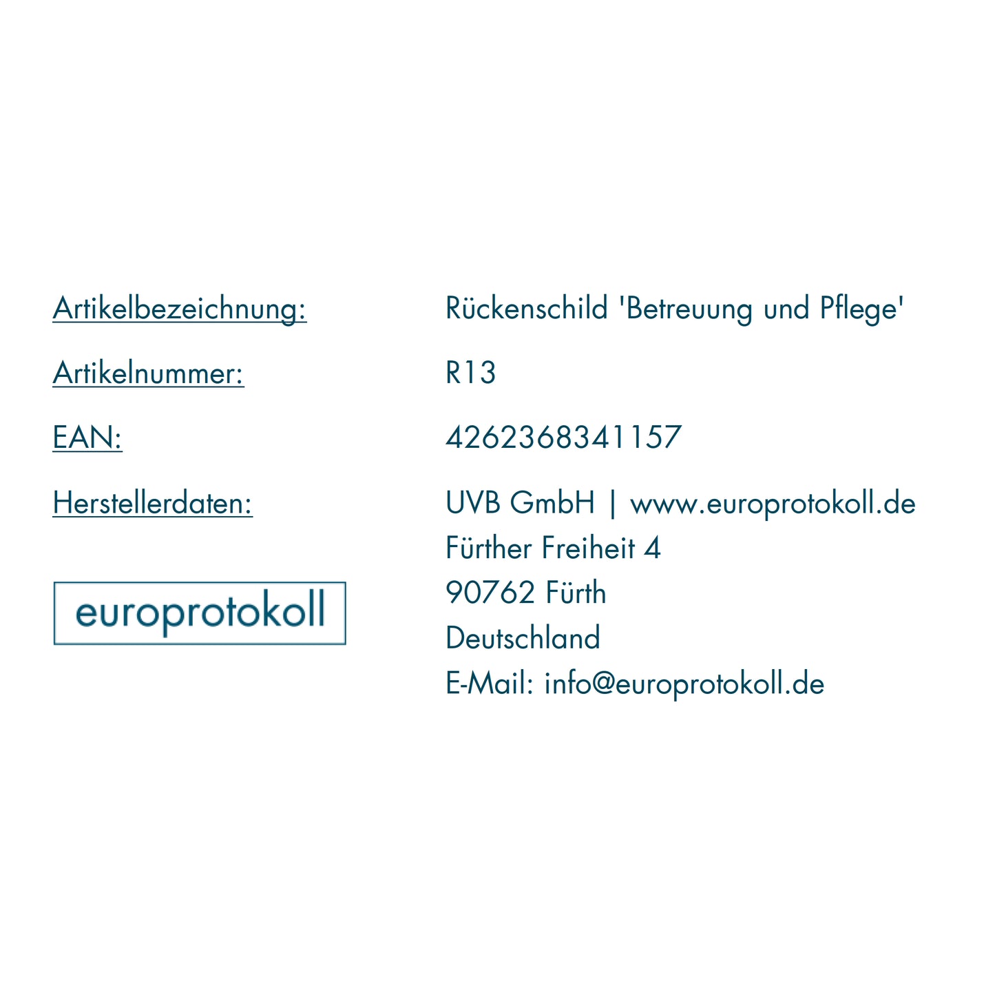 Rückenschild 'Betreuung und Pflege' für DIN A4 Ordner