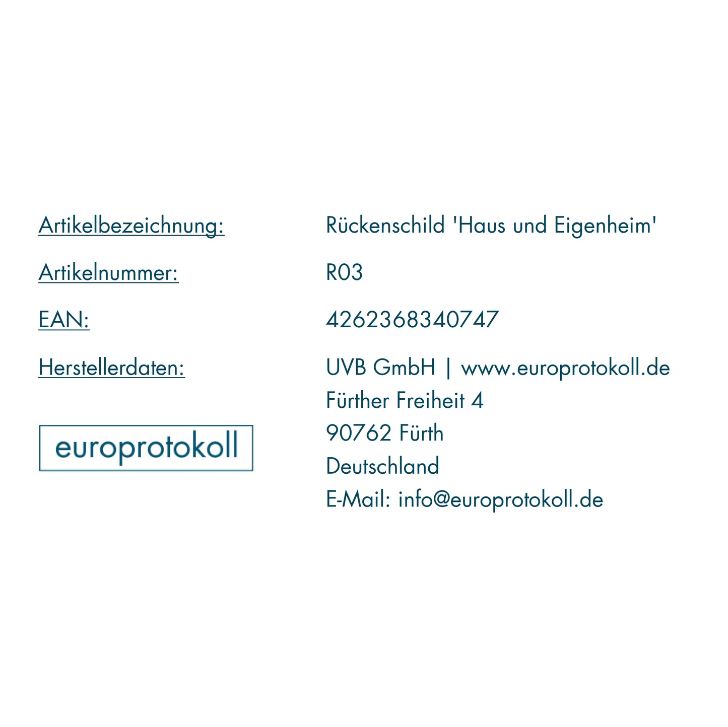 Rückenschild 'Haus und Eigenheim' für DIN A4 Ordner