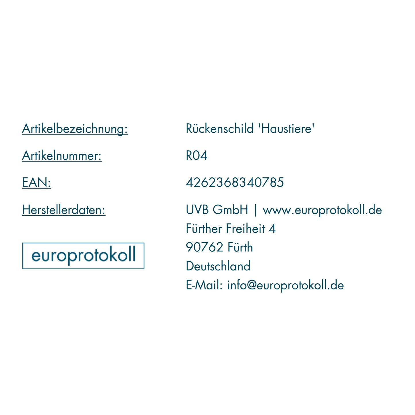 Rückenschild 'Haustiere' für DIN A4 Ordner