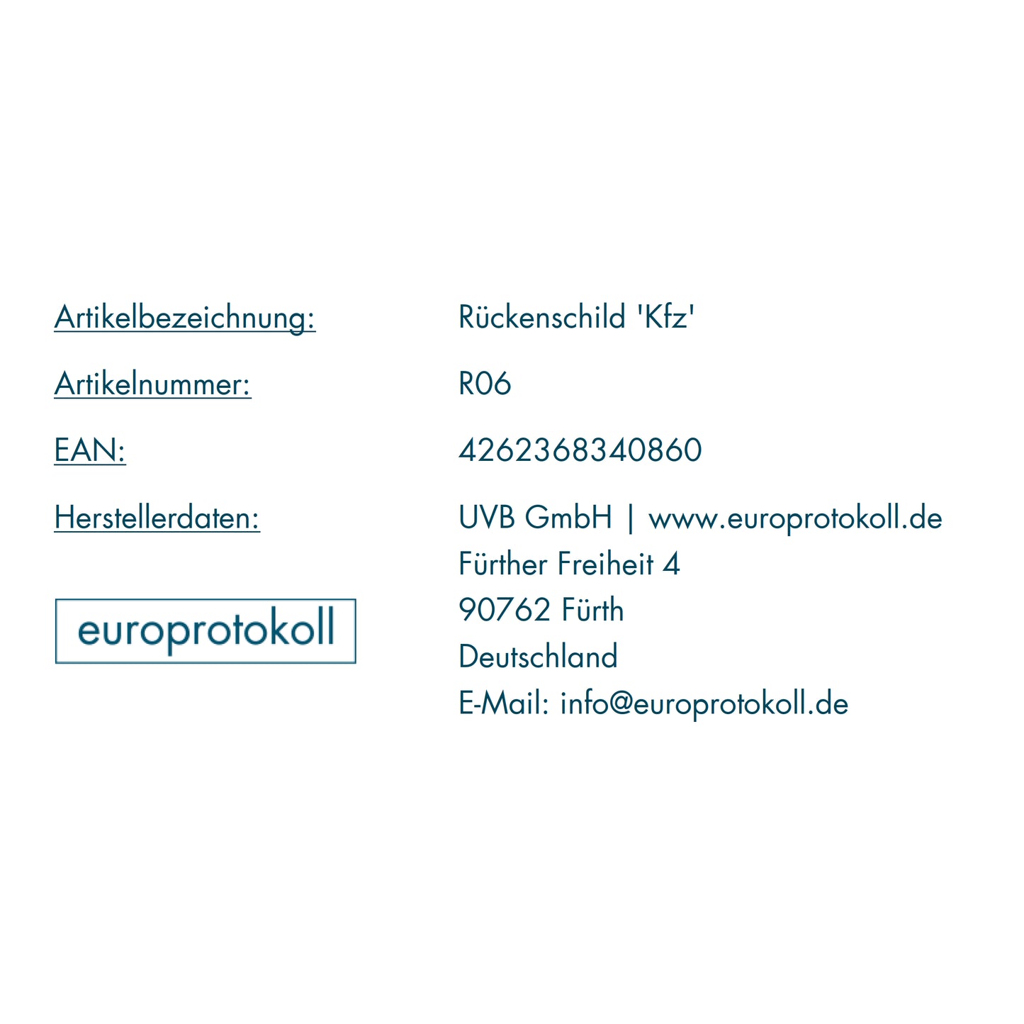 Rückenschild 'Kfz' für DIN A4 Ordner