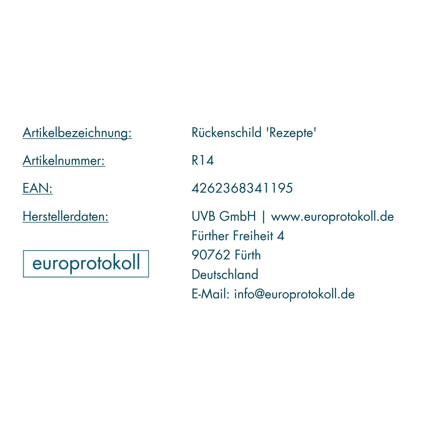 Rückenschild 'Rezepte' für DIN A4 Ordner