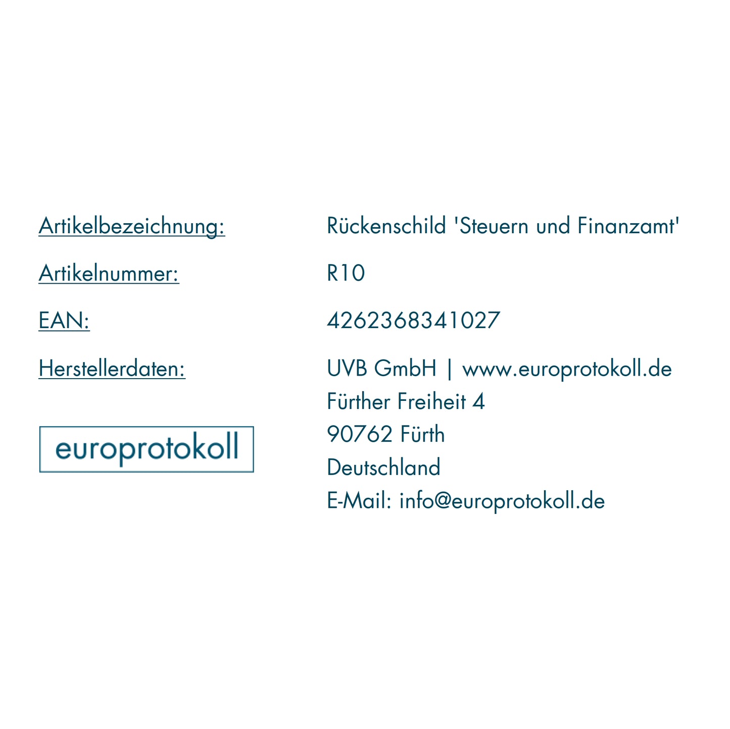 Rückenschild 'Steuern und Finanzamt' für DIN A4 Ordner