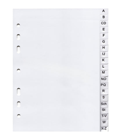 Mister Register DIN A5 Ordnerregister A-Z, 20-teilig, lichtgrau