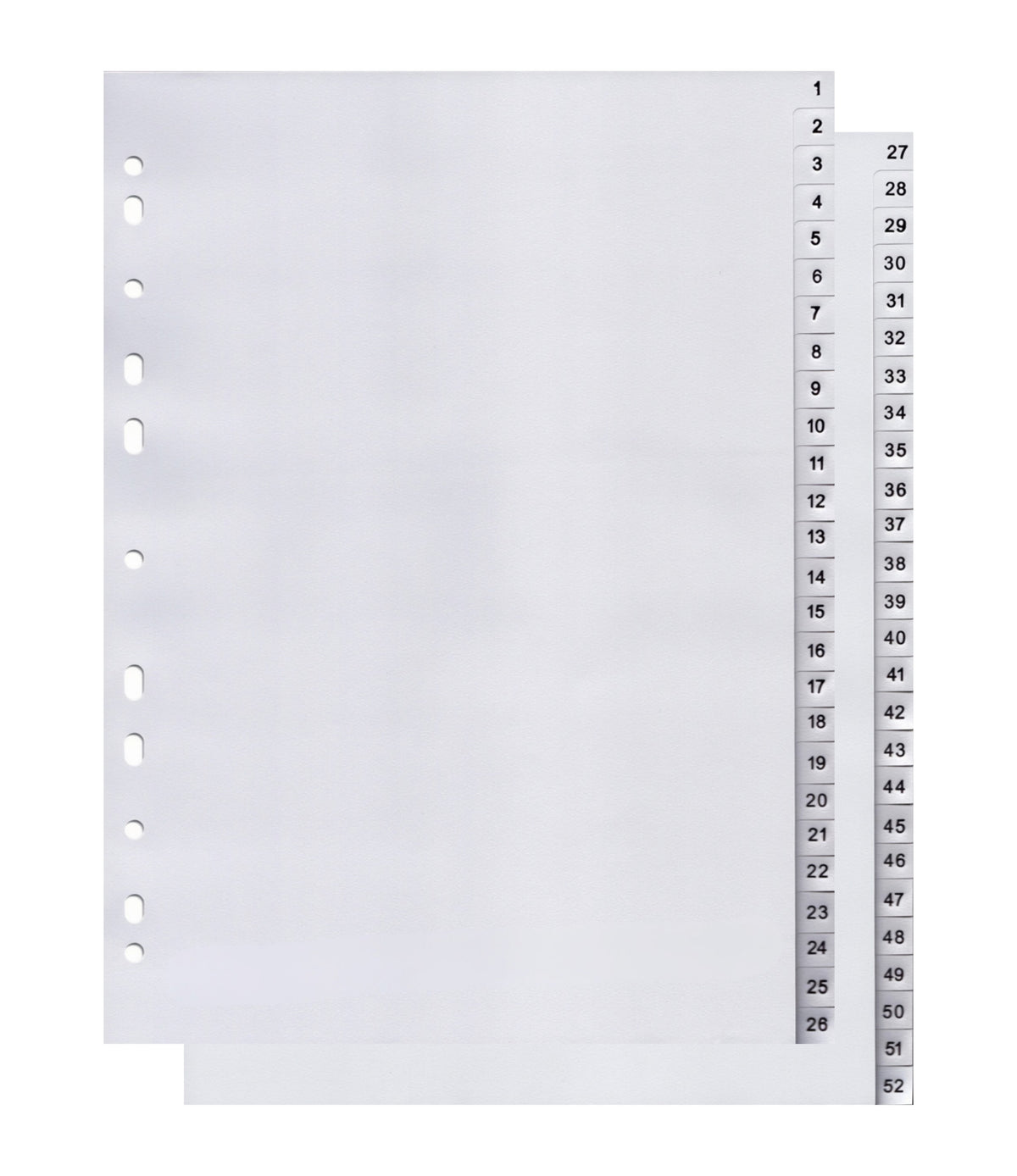 Mister Register Ordnerregister 1-52, neutral, ohne Deckblatt