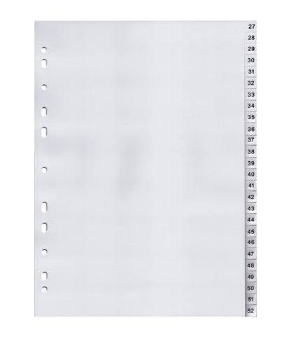 Mister Register Ordnerregister 1-52, neutral, ohne Deckblatt
