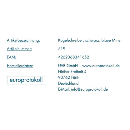Kugelschreiber, schwarz, blaue Mine