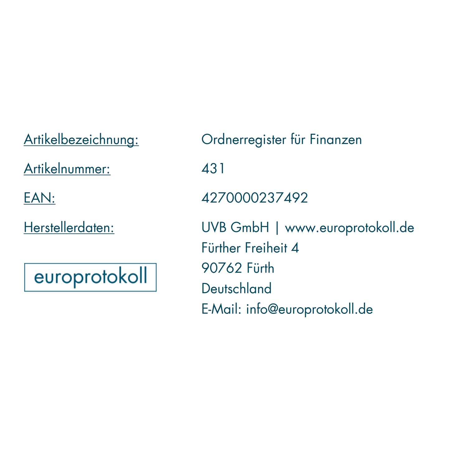Ordnerregister für Finanzen