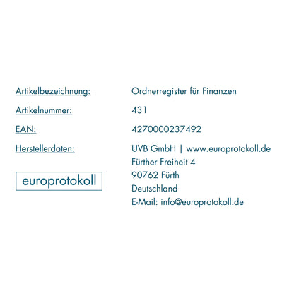 Ordnerregister für Finanzen