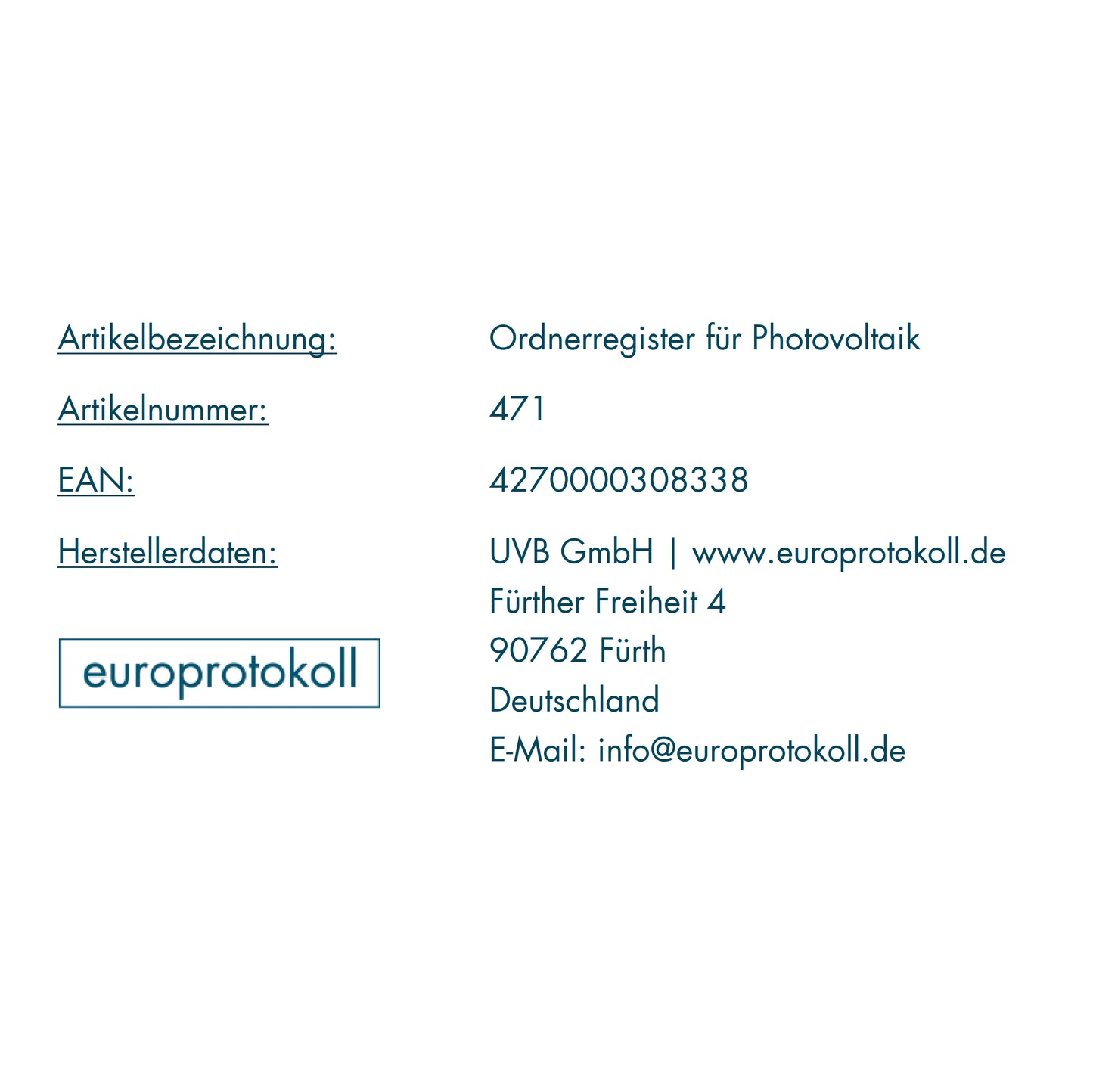 Ordnerregister für Photovoltaik