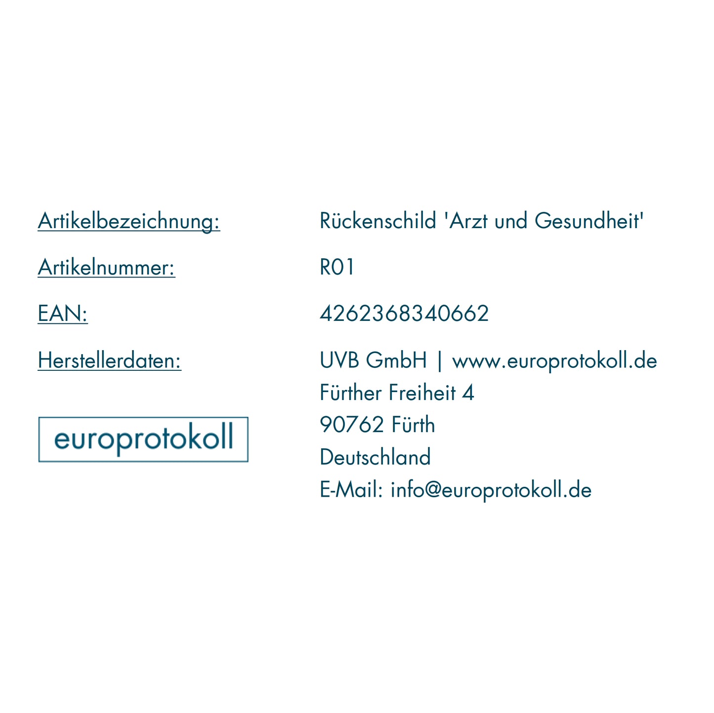 Rückenschild 'Arzt und Gesundheit' für DIN A4 Ordner