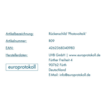 Rückenschild 'Photovoltaik' für DIN A4 Ordner